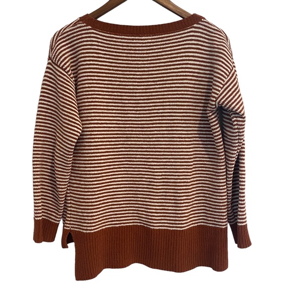 JONES NEW YORK Striped Knit Pullover Sweater Burnt Orange - Picture 2 of 7